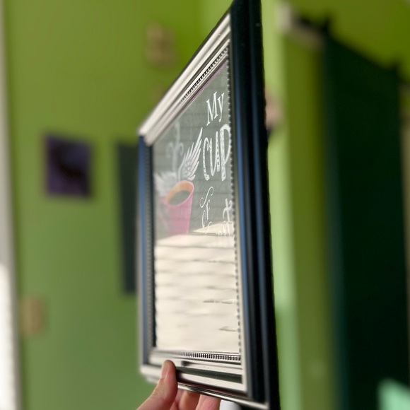 Framed Kitchen Coffee Lovers Angel Wing Wall Hanging Home Decor Art Display - Picture 2 of 7